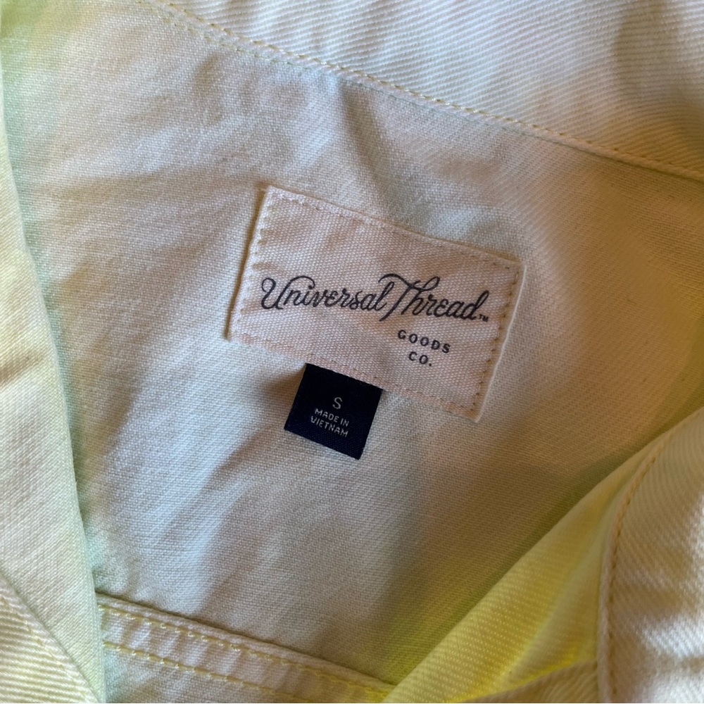 Lemon Yellow Denim Jacket Universal Thread Snap Down Shacket Womens Small - Picture 3 of 9